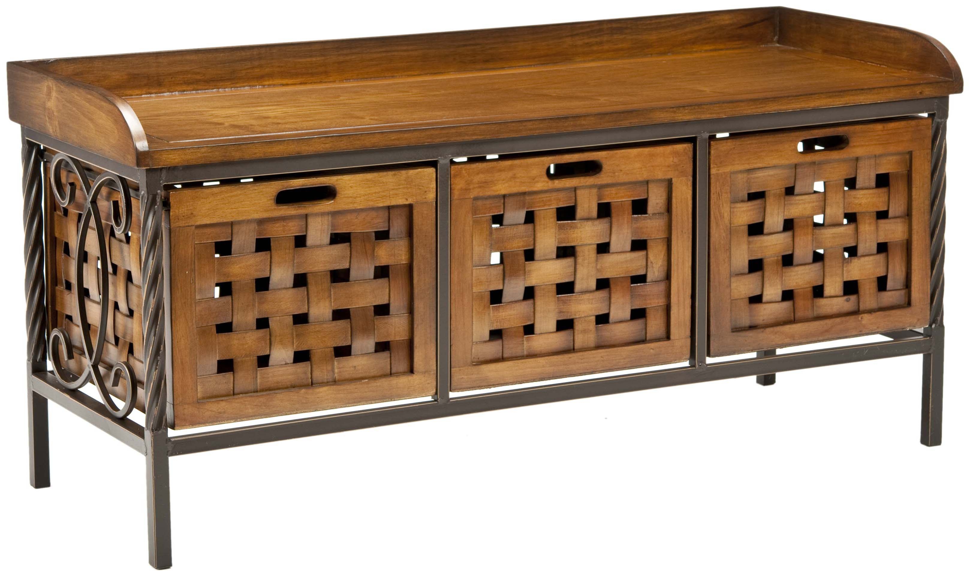 Isaac 3 Drawer Wooden Storage Bench - Filbert Brown - Arlo Home - Image 1