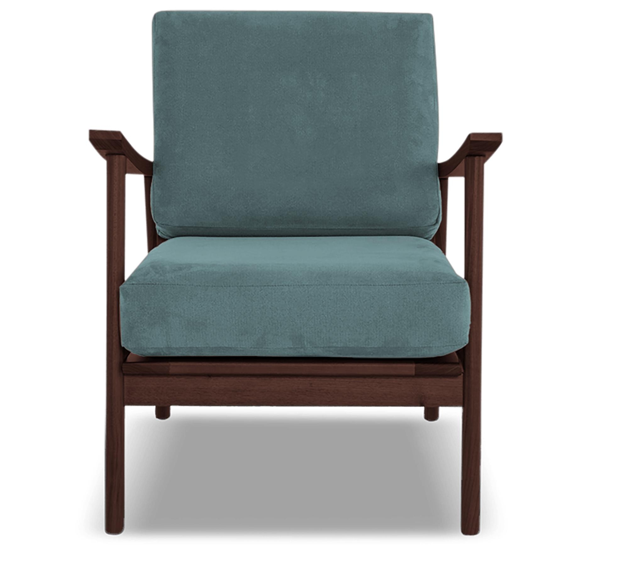 Blue Paley Mid Century Modern Chair - Dawson Slate - Walnut - Image 0