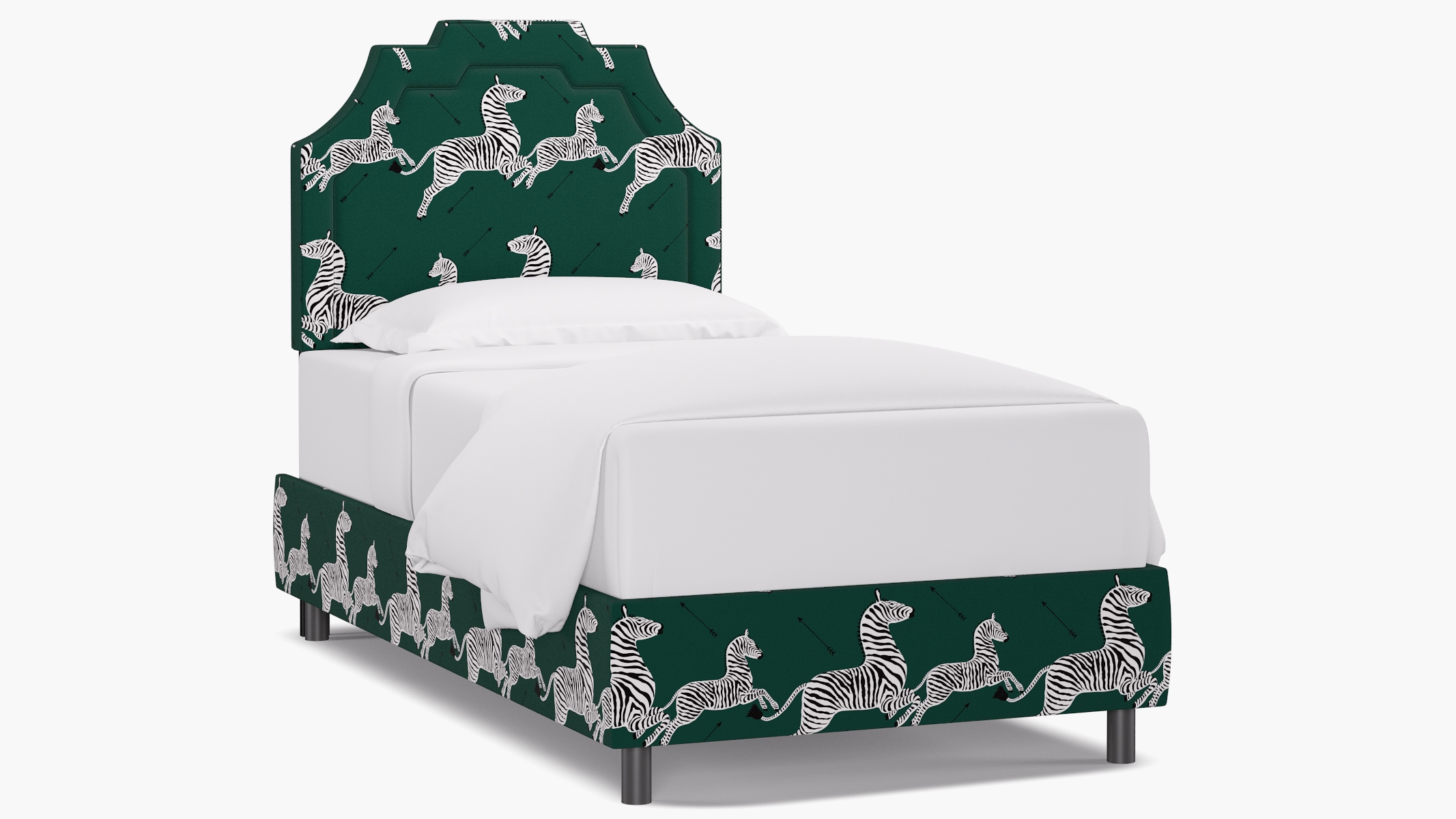 Art Deco Bed, Emerald Zebra, Twin - Image 1