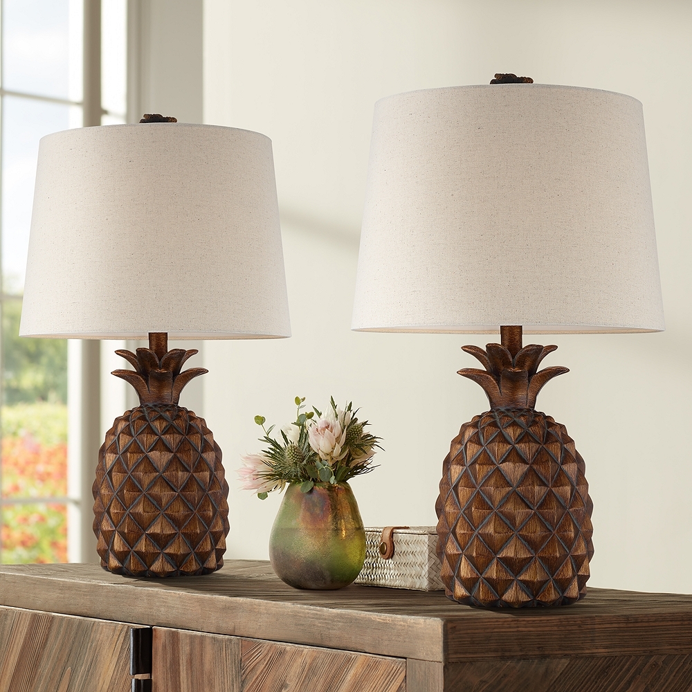 Regency Hill Paget 23 3/4" Brown Pineapple Accent Table Lamps Set of 2 - Image 0
