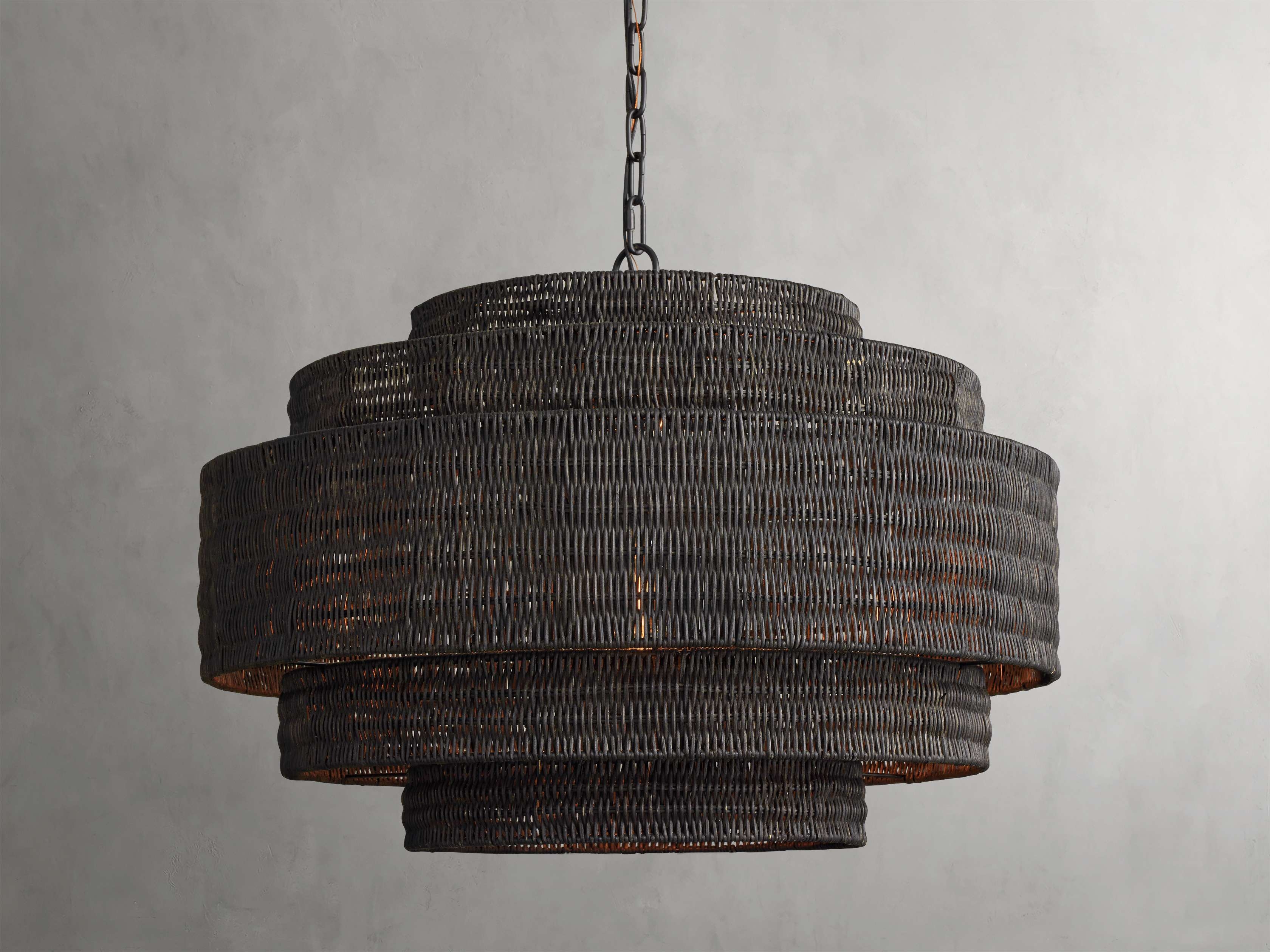 Paloma Chandelier in Rattan 28" Black   - Image 0