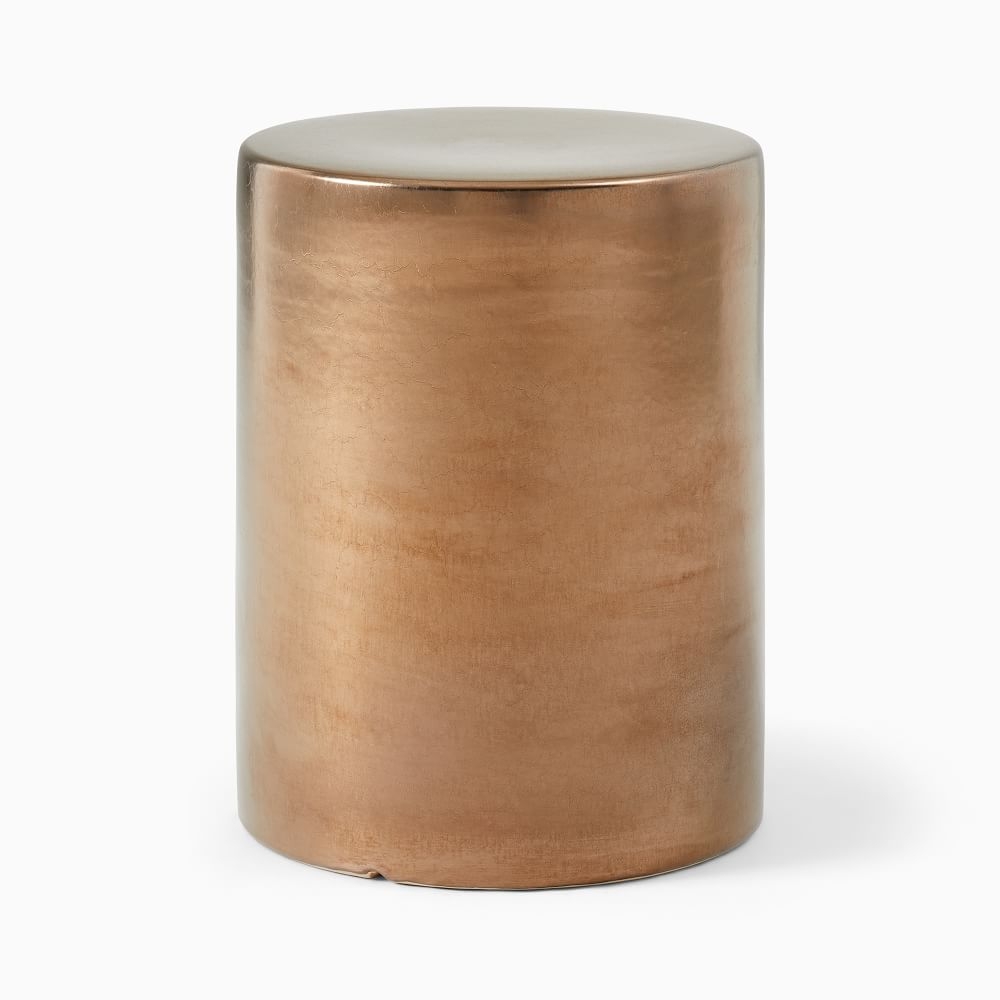 Fey Metallic Outdoor 13 in Round Side Table, Burnt Gold - Image 0