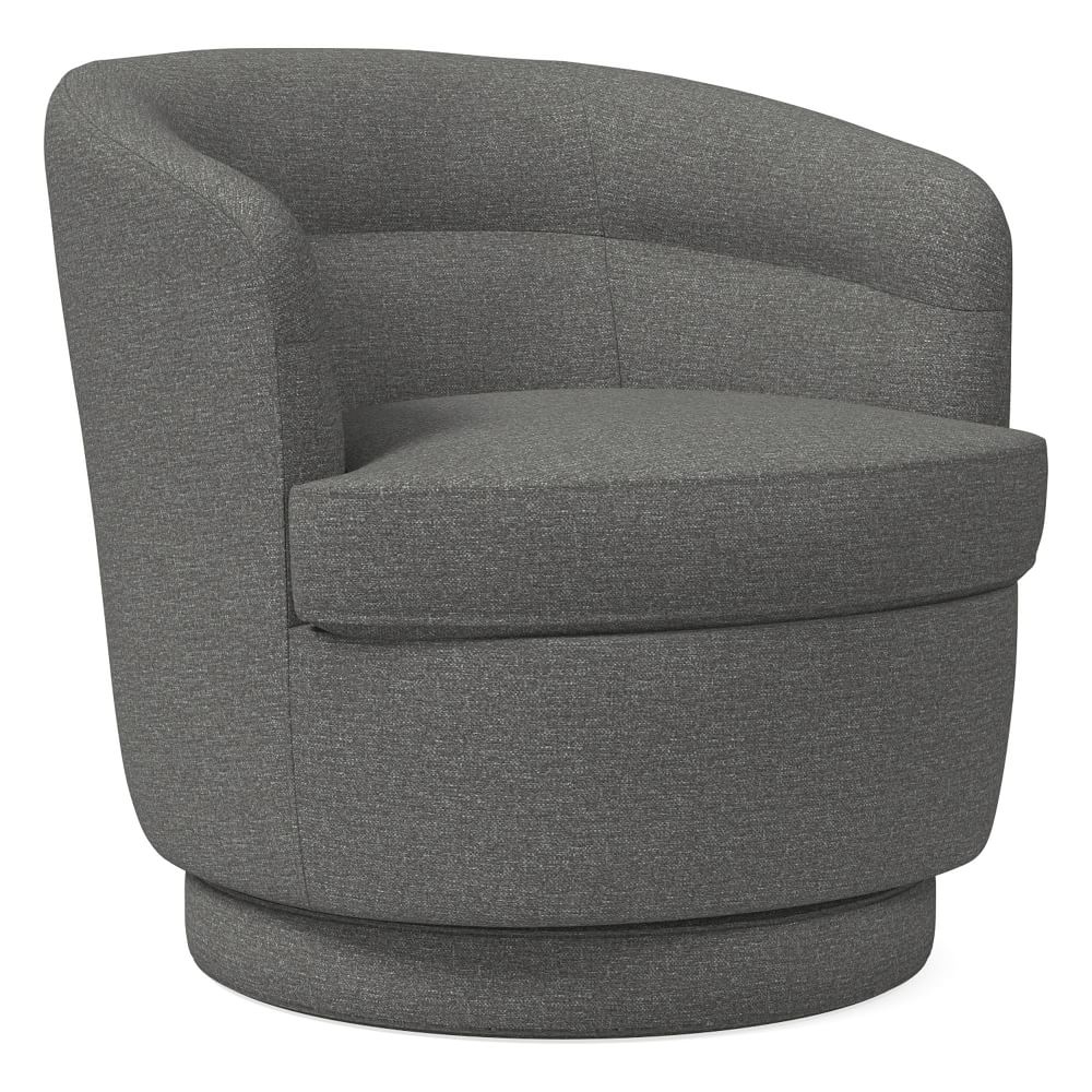 Viv Swivel Chair, Chenille Tweed, Pewter, Concealed Supports - Image 0