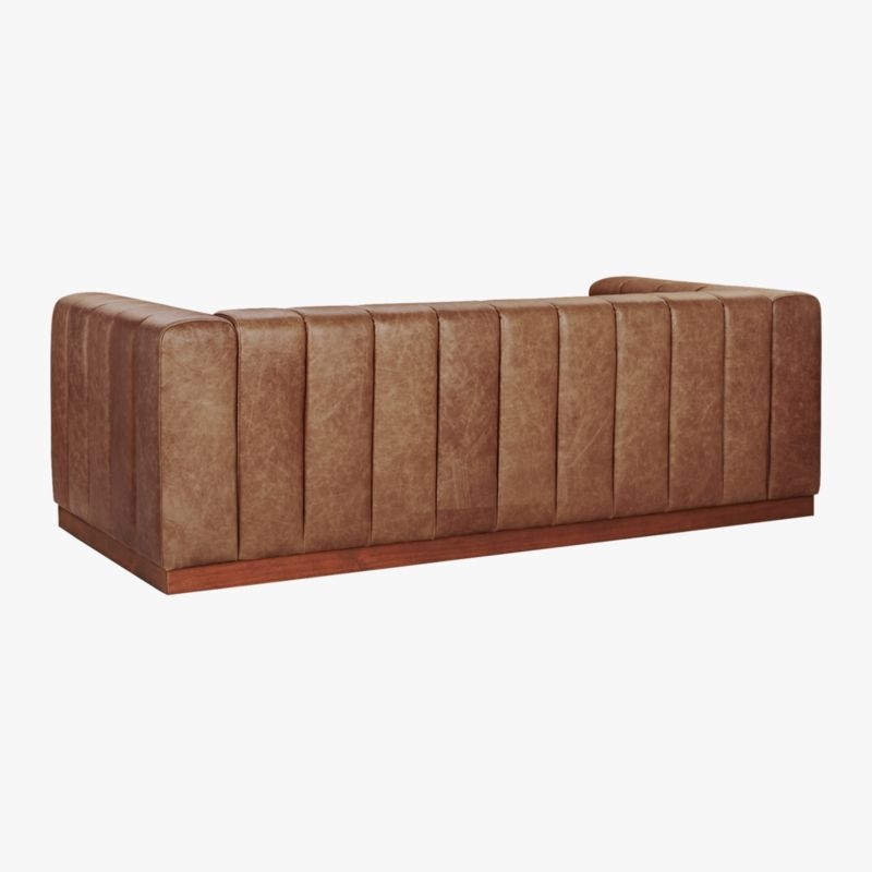 Forte Channeled Leather Sofa with Walnut Base Bello Black - Image 2
