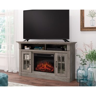 Fireplace TV Credenza With Glass Doors - Image 0