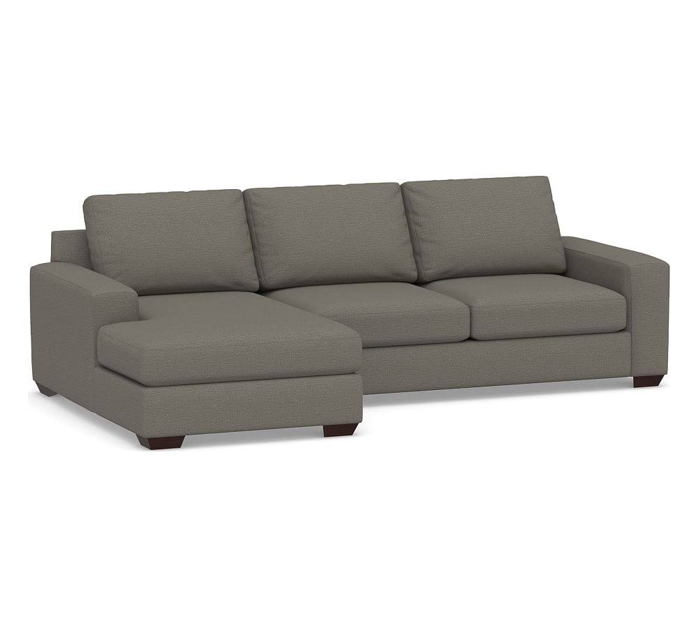 Big Sur Square Arm Upholstered Right Arm Loveseat with Chaise Sectional, Down Blend Wrapped Cushions, Chunky Basketweave Metal - Image 0