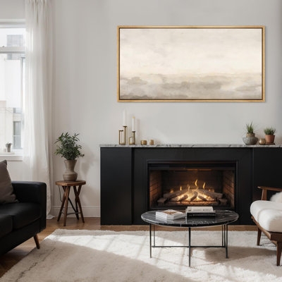 Minimal Landscape Muted Abstract Landscape Minimalist Neutral Décor Extra Large Framed Canvas Print Wall Art - Image 0