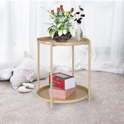 All-Metal Coffee Table, Small Side Table, Double-Layer Storage For Outdoor Use - Image 0