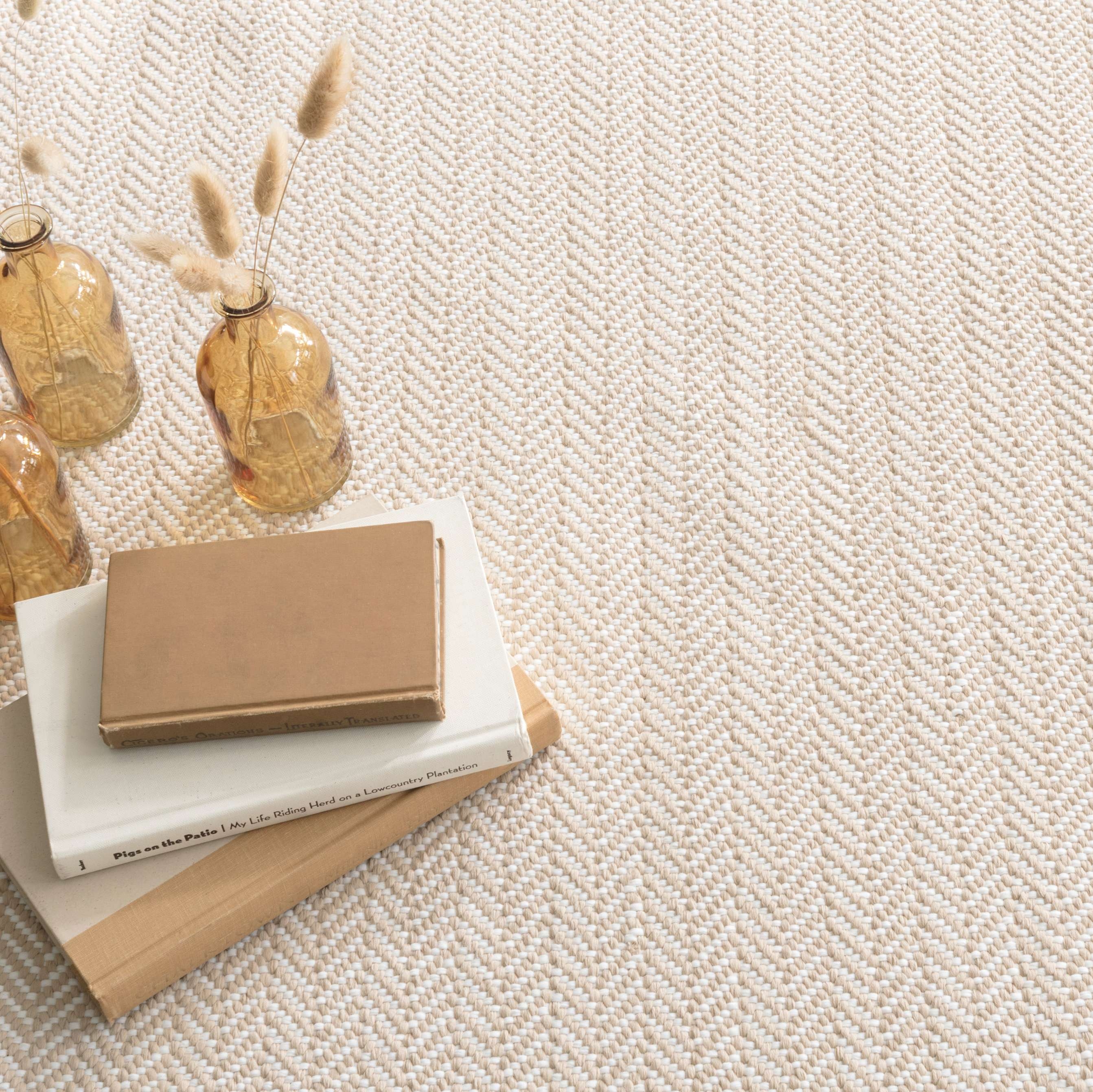 Herringbone Linen/White Handwoven Indoor/Outdoor Rug - Image 1