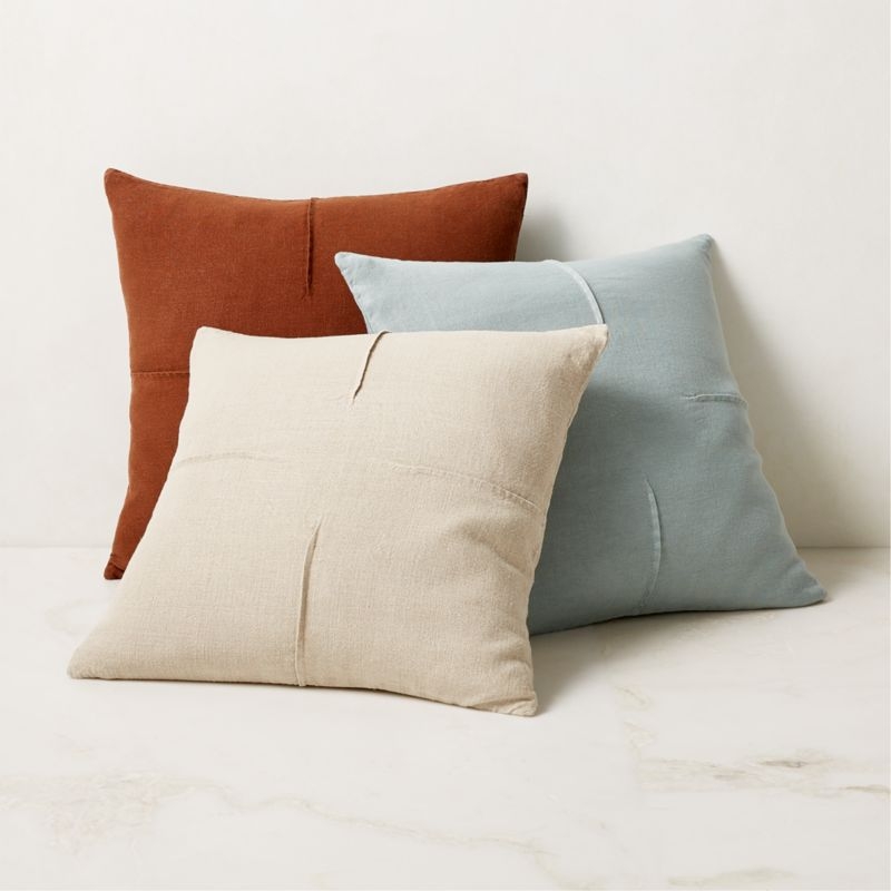 Tuck Brown Linen Throw Pillow Cover 20''x20" - Image 2