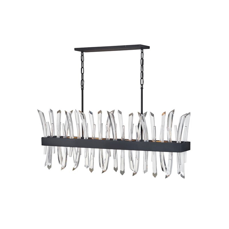 Fredrick Ramond 4 - Light Unique Rectangle Chandelier with Crystal Accents Finish: Black - Image 0
