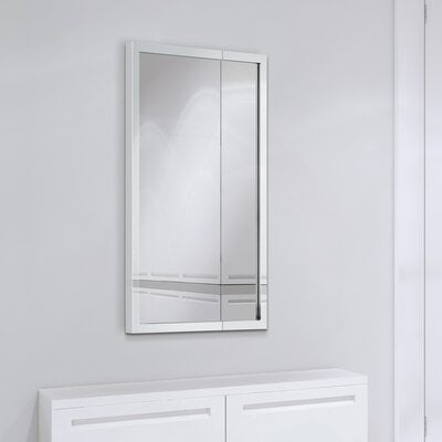 30 In. X 20 In. Contempo Rectangle Polished Silver Stainless Steel Framed Wall Mirror - Image 0