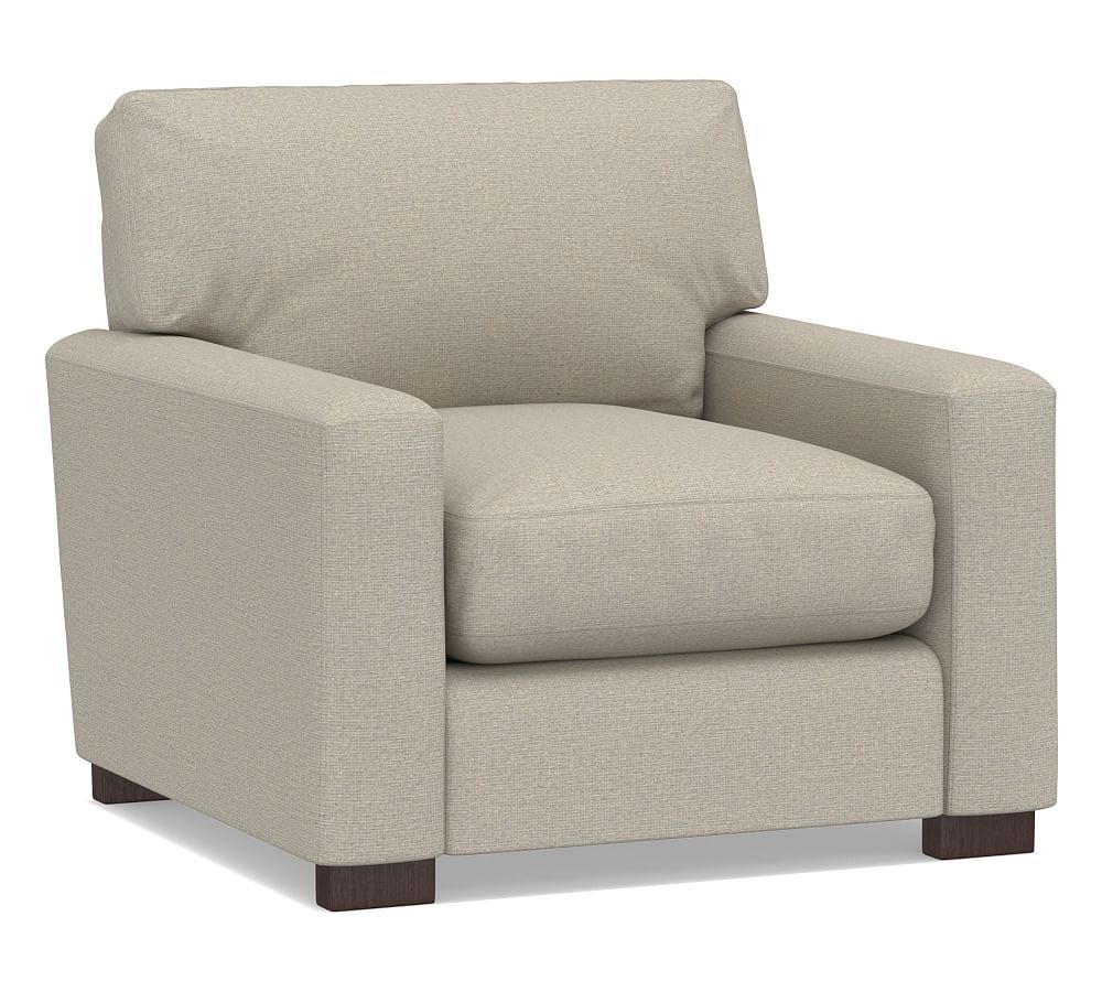 Turner Square Arm Upholstered Small Armchair, Down Blend Wrapped Cushions, Performance Boucle Fog - Image 0