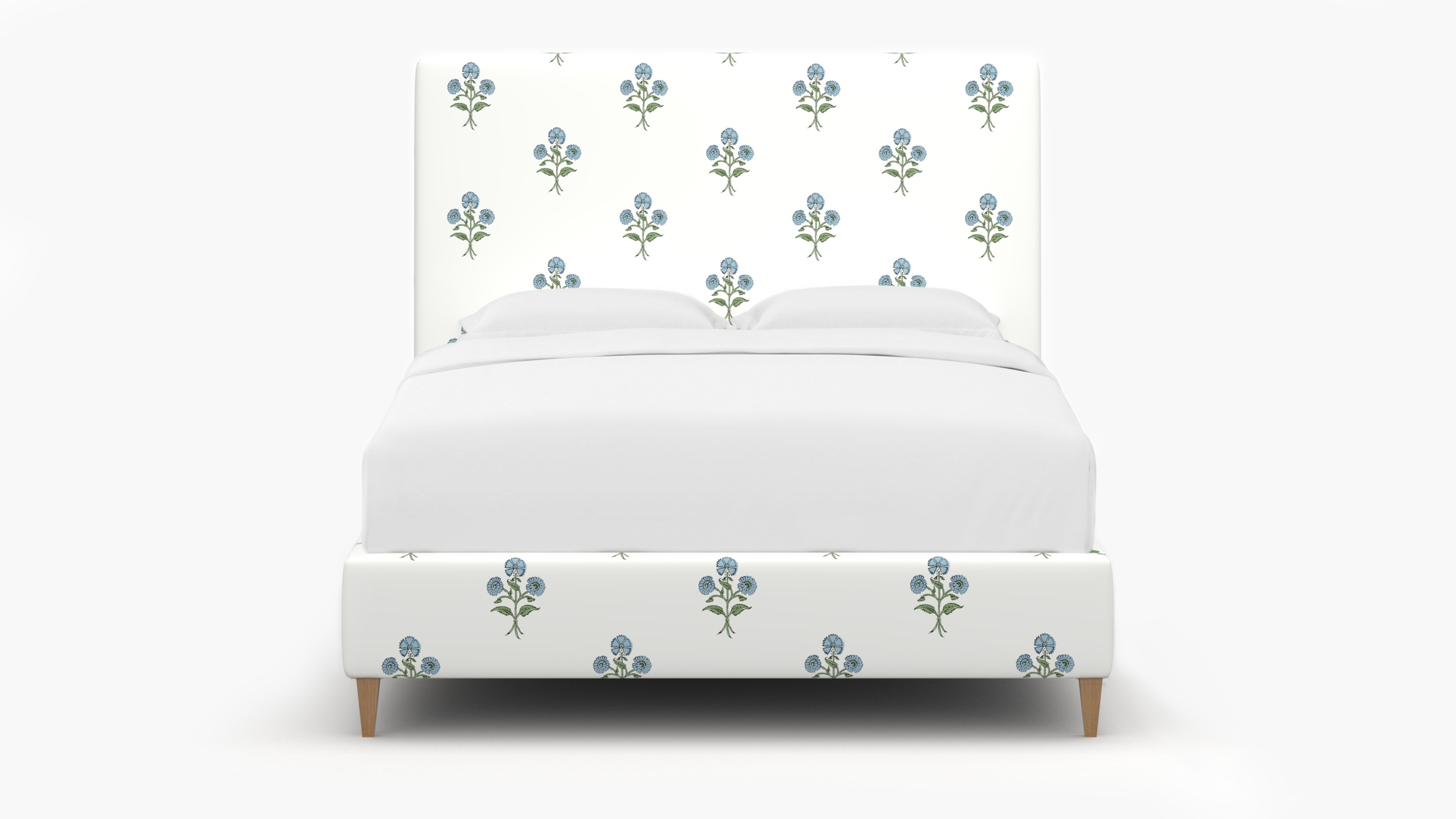 Classic Bed, Blue Delphine, Natural Square Tapered Leg, Full - Image 1