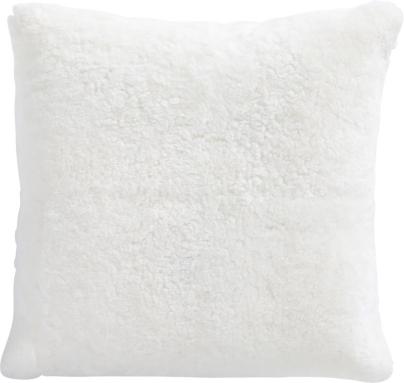 Shorn White Sheepskin Fur Throw Pillow with Down-Alternative Insert 18" - Image 2