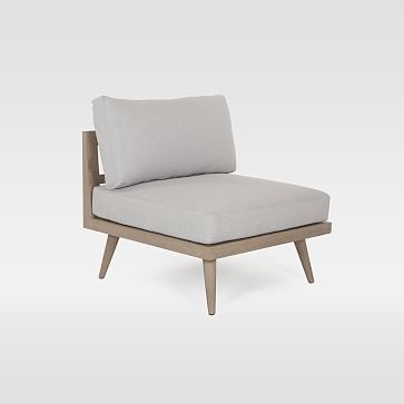 Teak Wood Base Outdoor Lounge Chair, Gray - Image 0