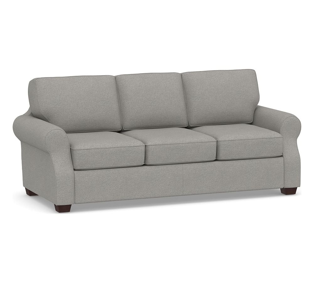 SoMa Fremont Roll Arm Upholstered Grand Sofa 81", Polyester Wrapped Cushions, Performance Heathered Basketweave Platinum - Image 1