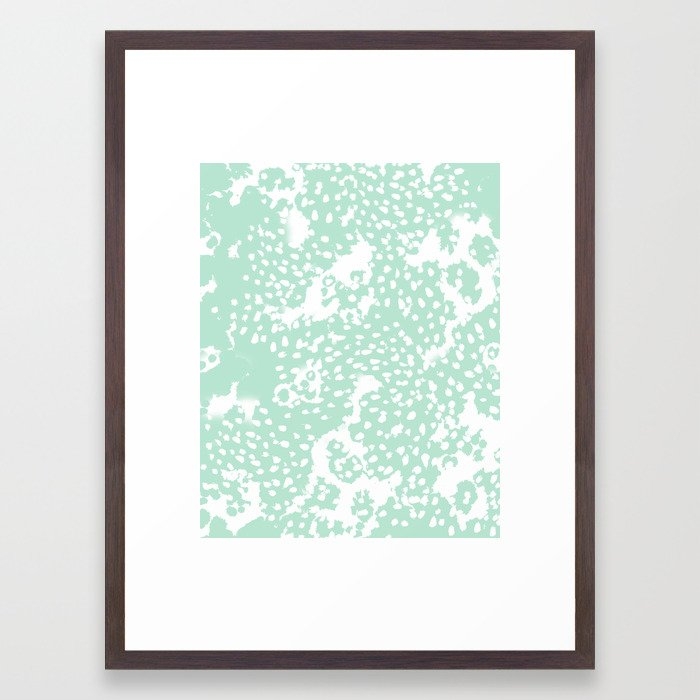 Dot Pattern Mint Abstract Minimal Painting Dorm College Office Gifts Decor Framed Art Print by Charlottewinter - Conservation Walnut - MEDIUM (Gallery)-20x26 - Image 0
