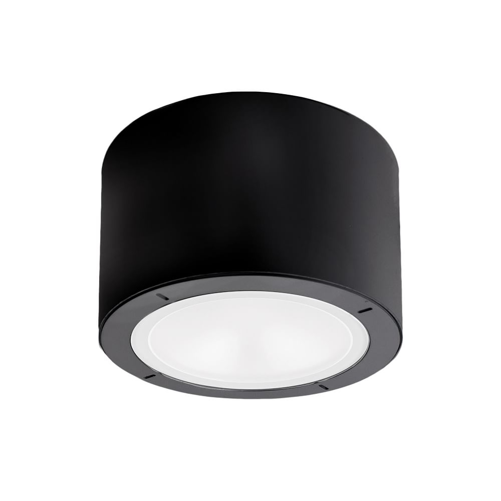 Round Metal LED Outdoor Flushmount, Black - Image 0