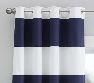 Preppy Rugby Blackout Curtain, 84", Navy/white - Image 3