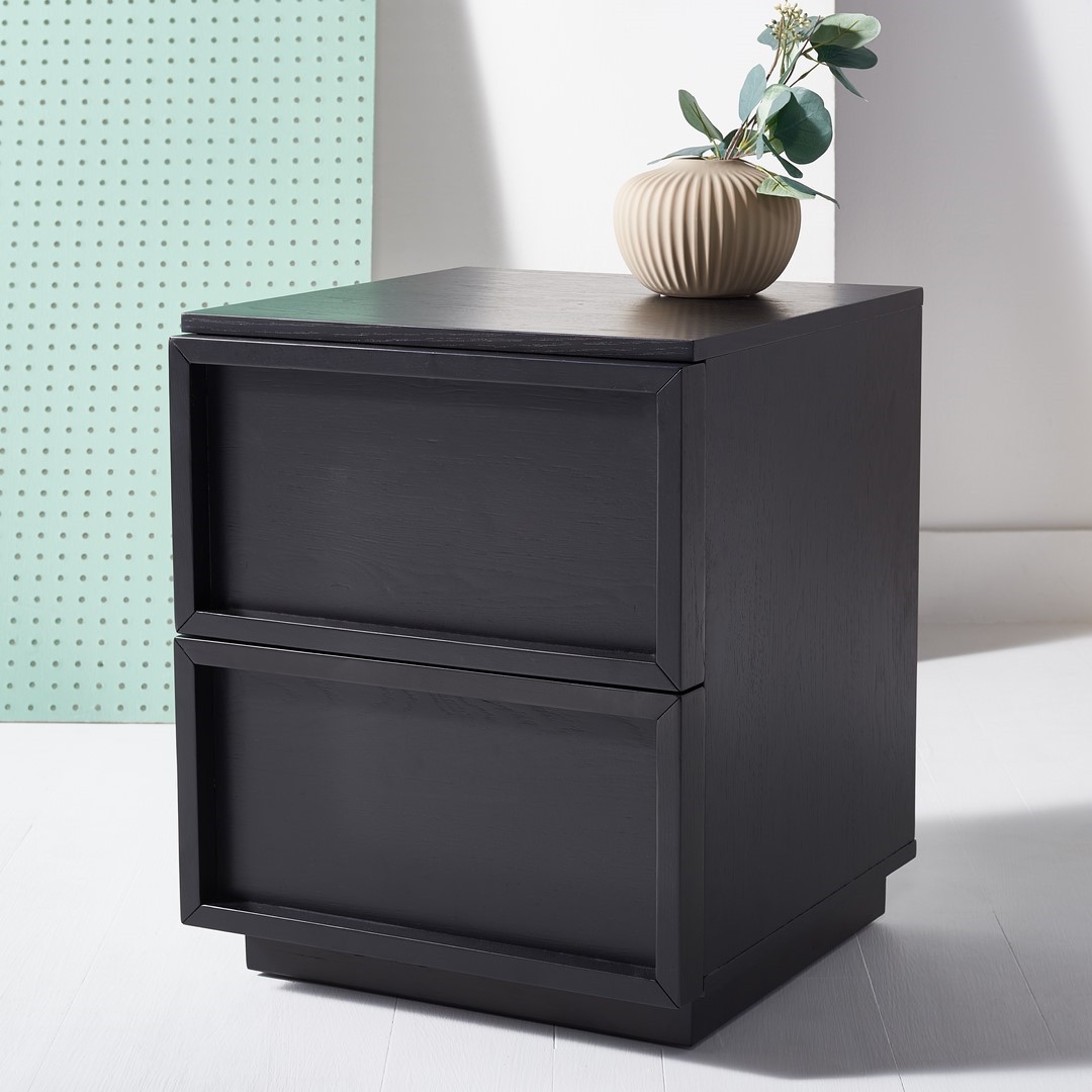 Zeus 2 Drawer Nightstand - Black - Image 1