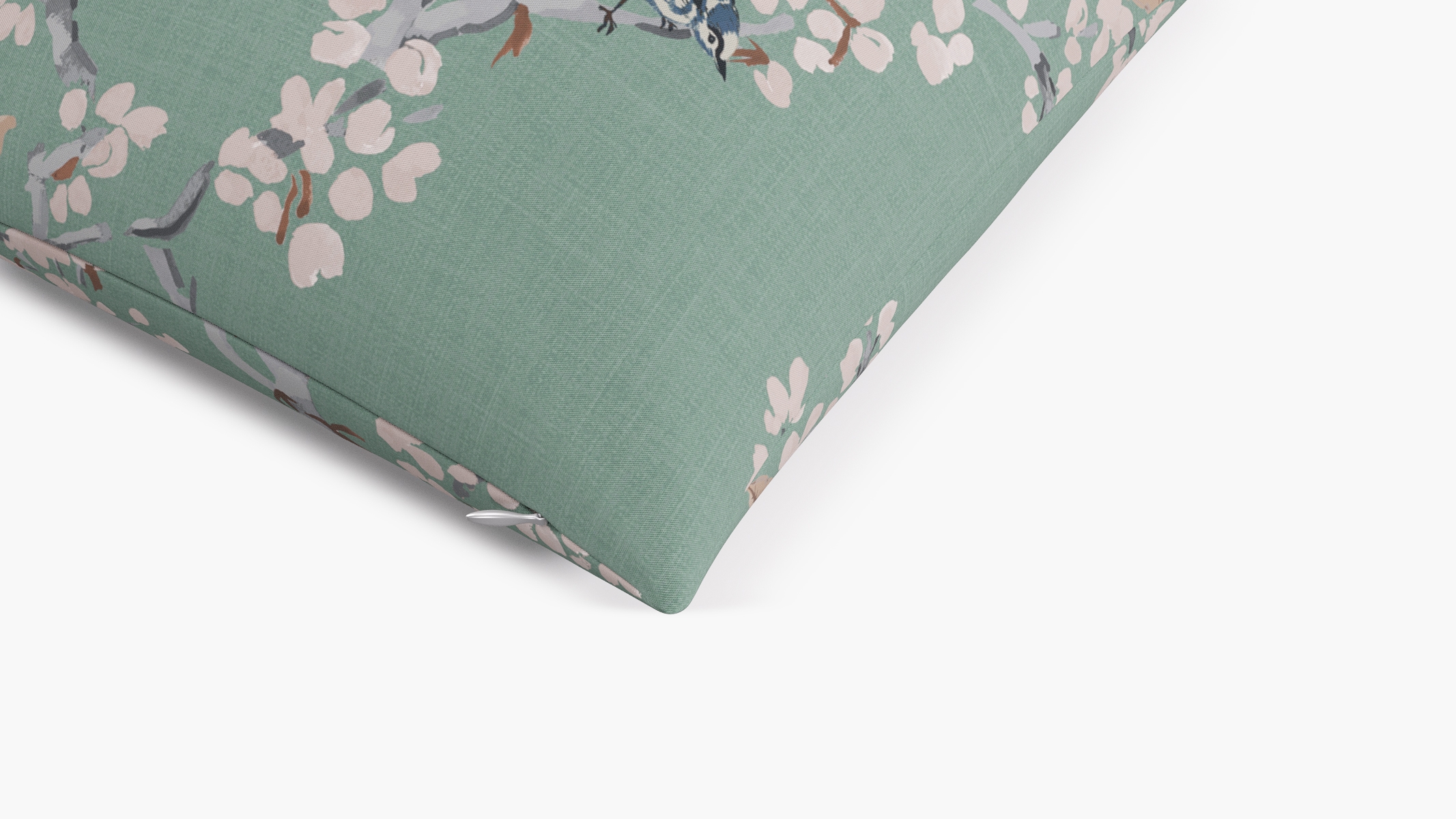 Throw Pillow 18", Mint Cherry Blossom, 18" x 18" - Image 1