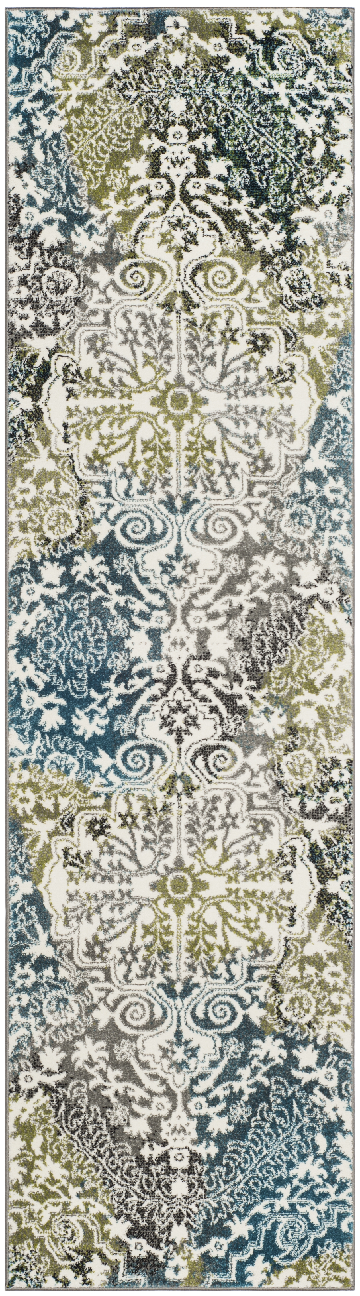 Arlo Home Woven Area Rug, WTC669B, Ivory/Peacock Blue,  2' 3" X 8' - Image 0