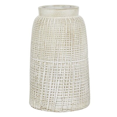White Terracotta Coastal Style Vase, 11 X 7 X 7 - Image 0
