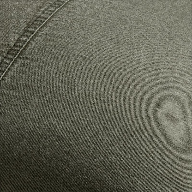 Amanha Washed Organic Cotton Denim 20"x20" Burnt Green Throw Pillow with Down-Alternative Insert - Image 1