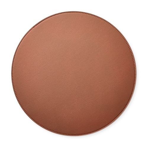 Faux Shagreen Round Placemat, Brown - Image 0