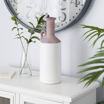 Chwalinski White/Pink 15" Indoor / Outdoor Use Ceramic Table Vase - Image 0