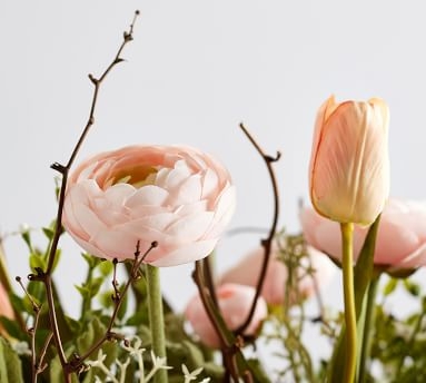 Faux Mixed Blooming Flower Easter Arrangement - Image 1