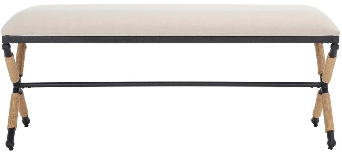 Carmelo Hemp Wrapped Bench - Beige/Black - Image 0