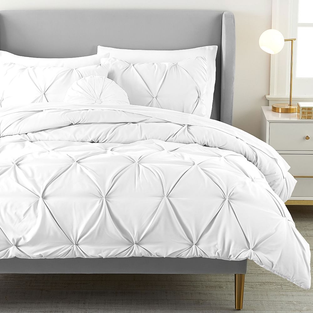 Microfiber Pintuck Comforter, Full/Queen, White - Image 0