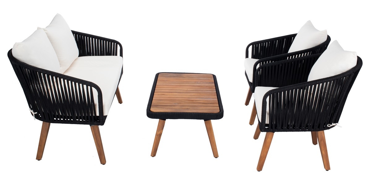Ransin 4 Pc Living Set - Black/Beige - Safavieh - Image 5