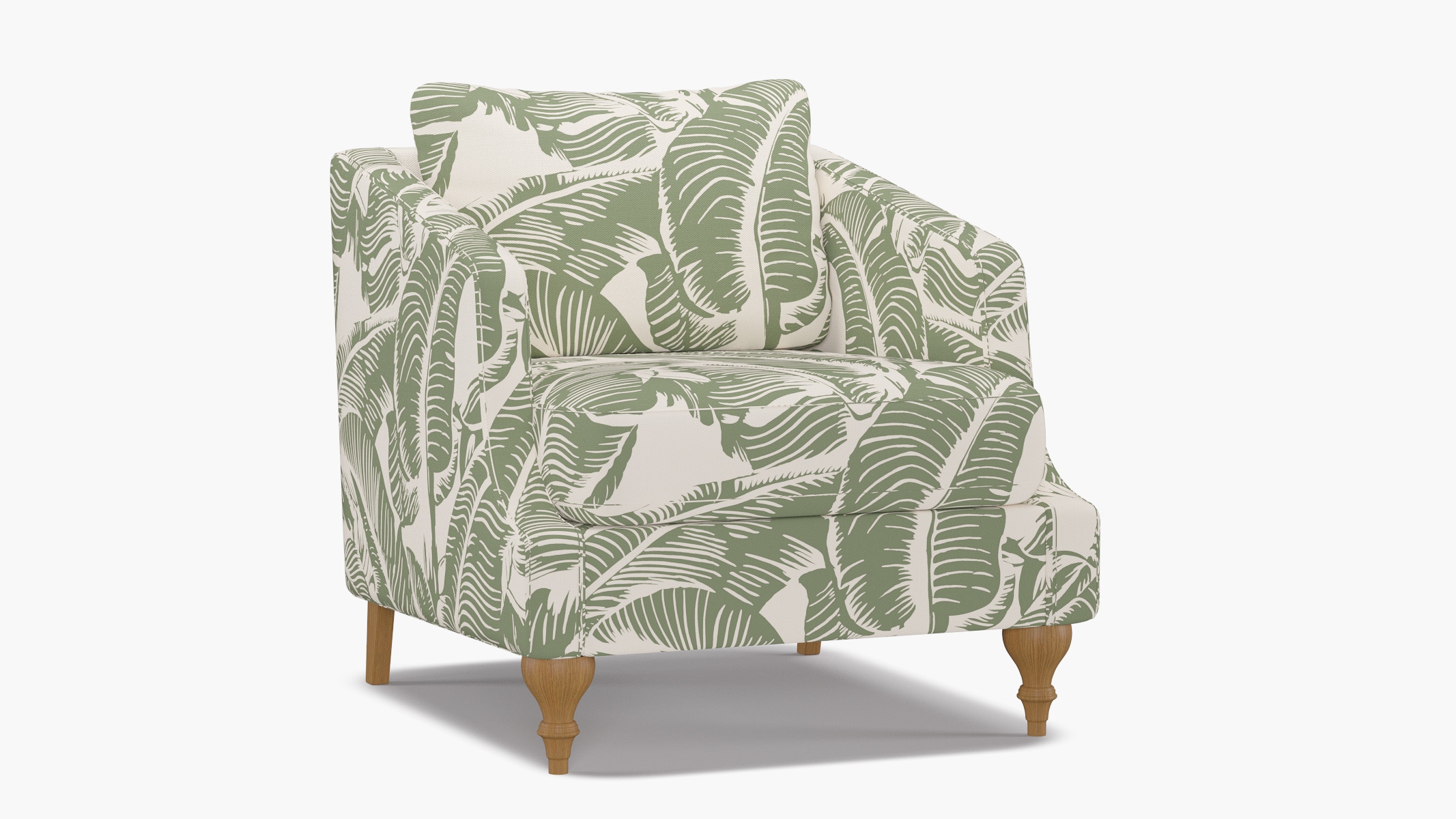 Slope Arm Chair, Sage Martinique® Encore, Natural Turned Wood Leg - Image 1