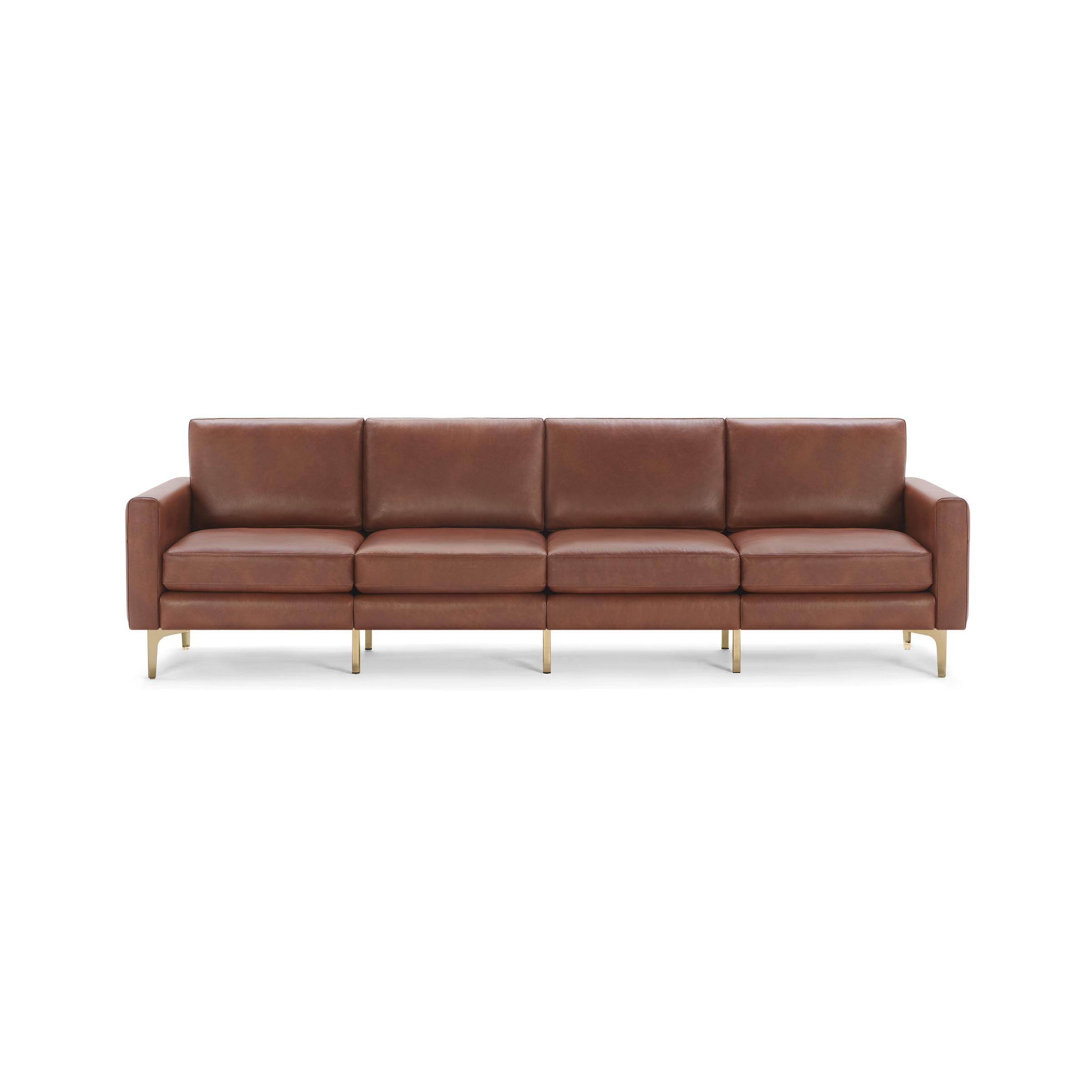 Nomad Leather King Sofa - Chestnut - Top Grain Leather / Brass - Metal / Block - Image 0