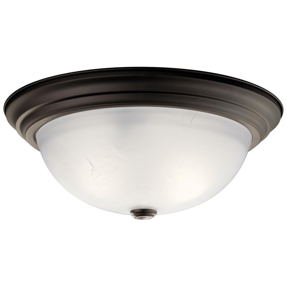 KICHLER Ceiling Space 15.25 in. 3Light Olde Bronze Flush Mount Ceiling