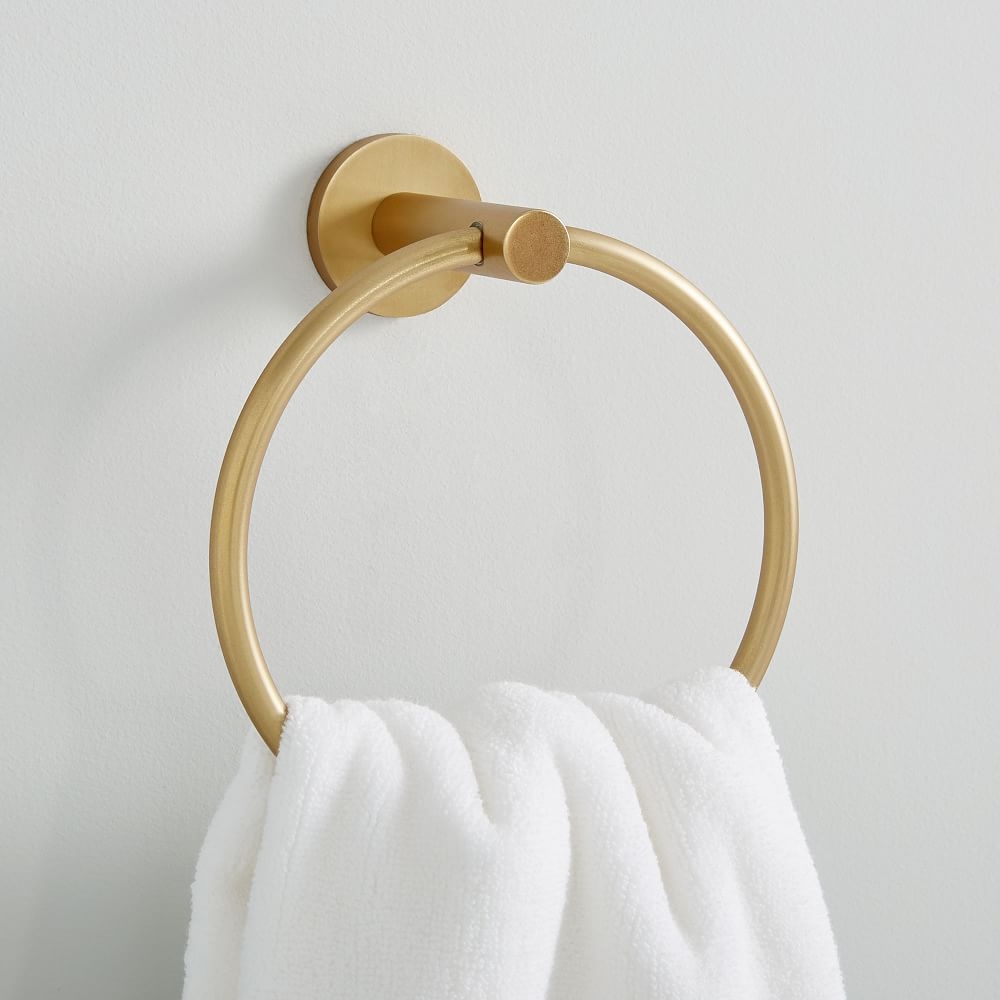 Modern Overhang Towel Ring, Antique Brass - Image 0