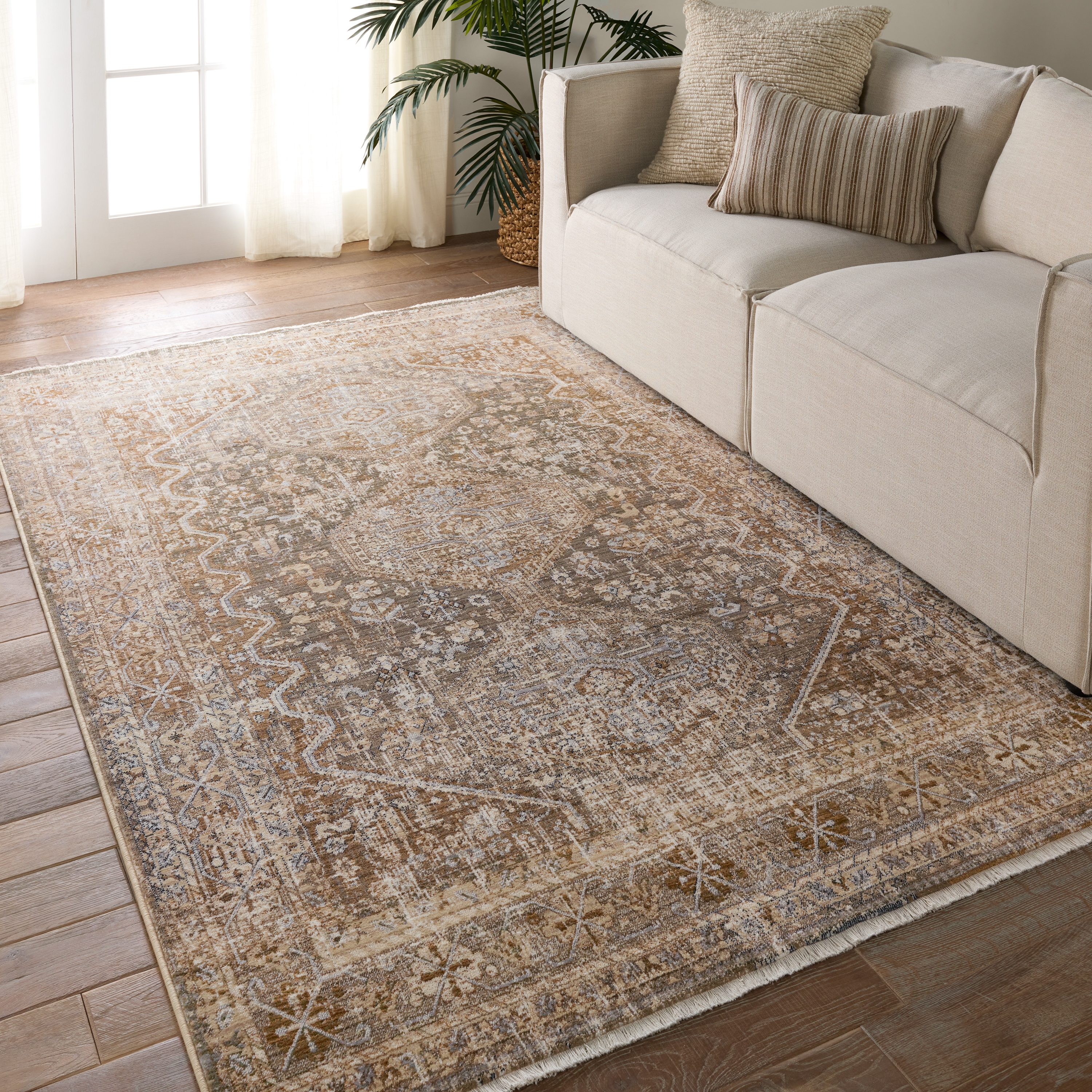 Vibe by Zakaria Medallion Tan/Taupe Area Rug (5'X8') - Image 4