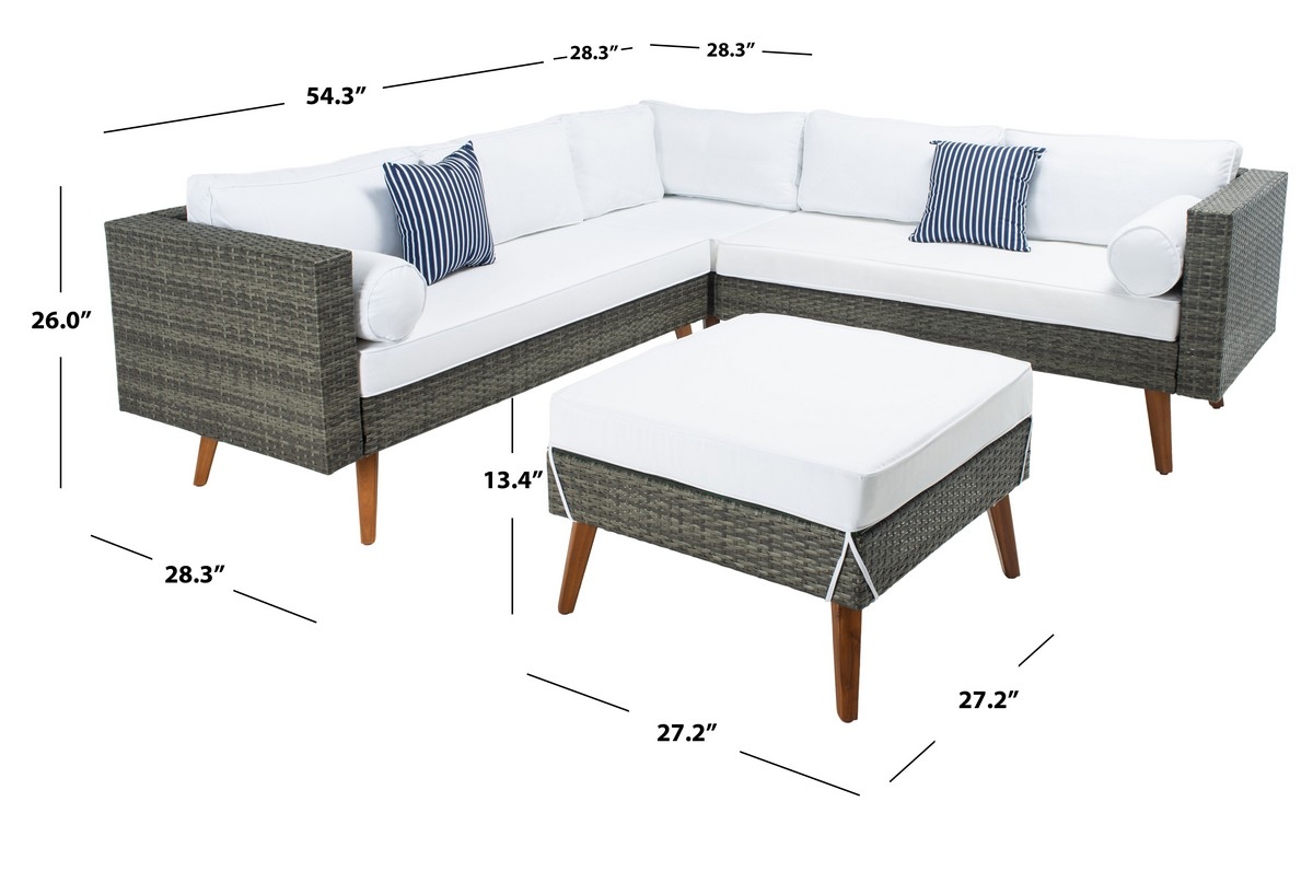 Analon Outdoor Sectional - Grey Brown/White - Safavieh - Image 4