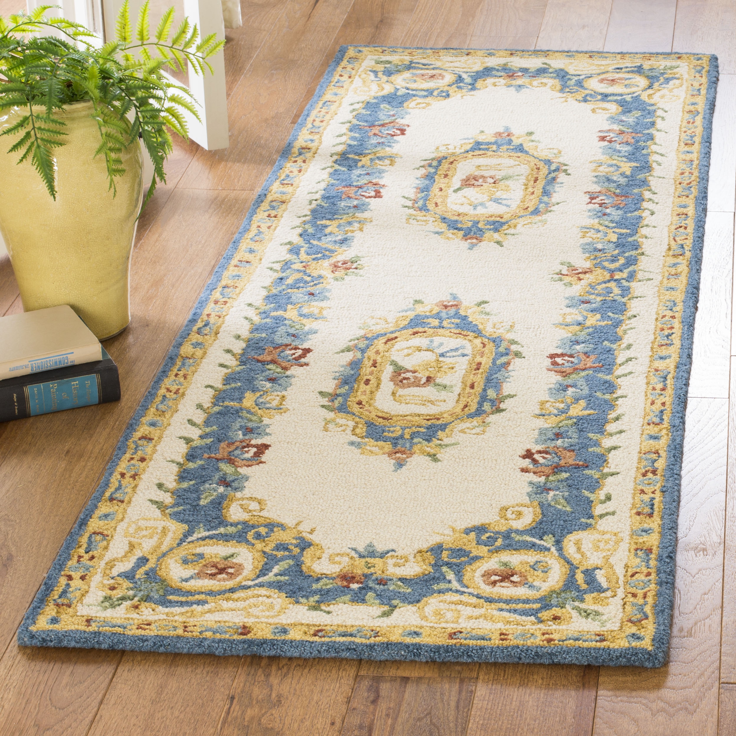 Arlo Home Hand Tufted Area Rug, MLP601A, Cream/Blue,  2' 6" X 4' - Image 1