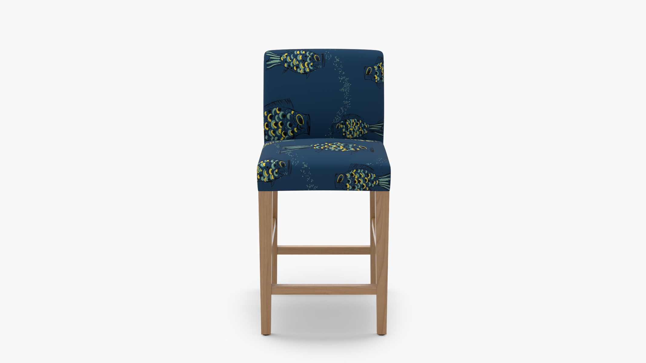Signature Dining Counter Stool, Indigo Sakana, Natural Square Tapered Leg - Image 0