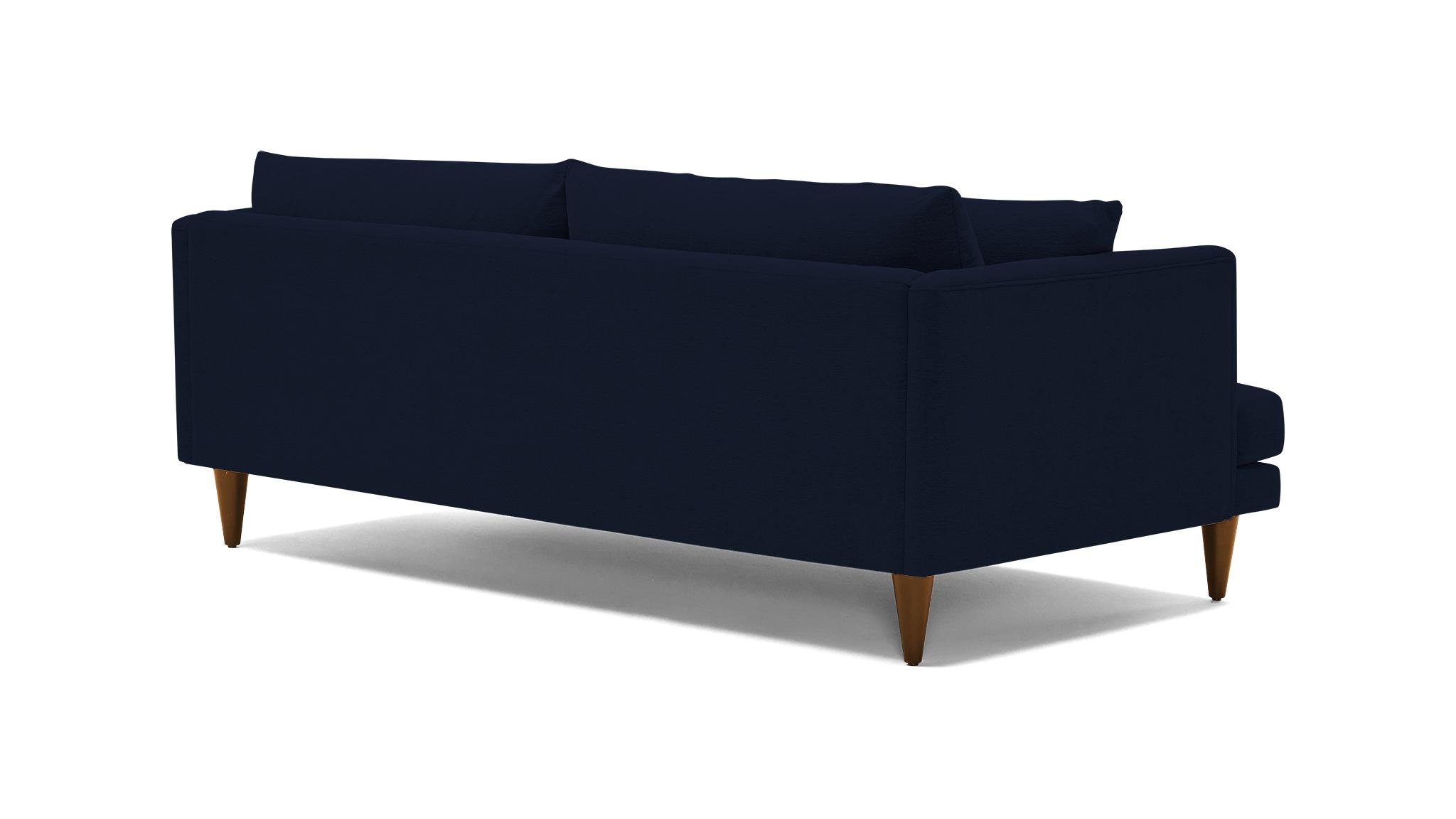 Blue Lewis Mid Century Modern Sofa - Bentley Indigo - Mocha - Cone - Image 3