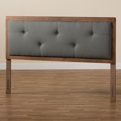 Red Barrel Studio® Studio Abner Modern And Contemporary Transitional Dark Grey Fabric Upholstered And Walnut Brown Finished Wood Queen Size Headboard - Image 0