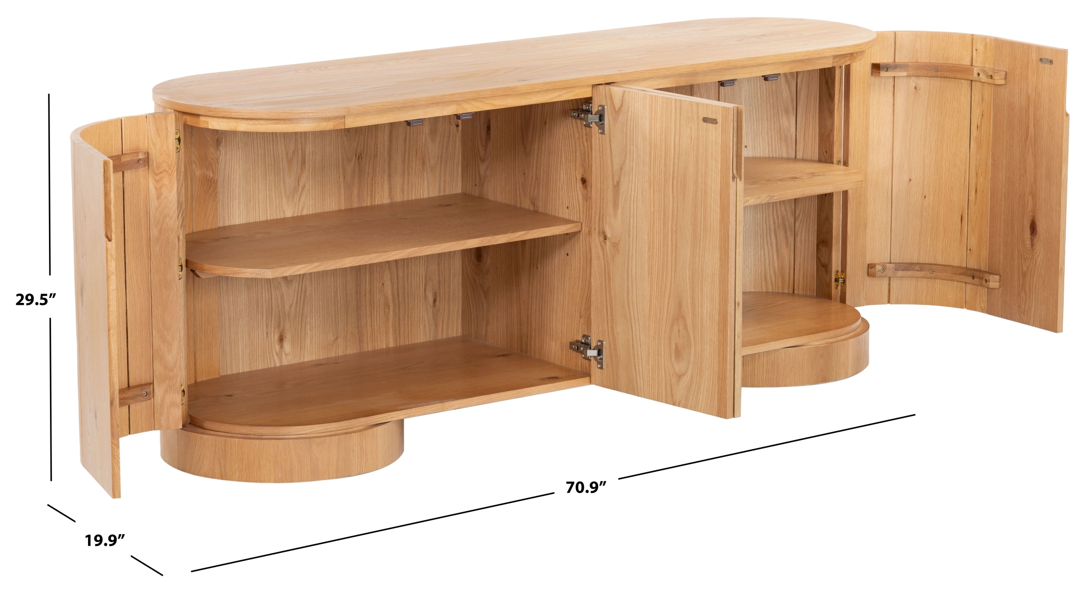 Jesbelina Oval Wood Sideboard - Natural - Image 9