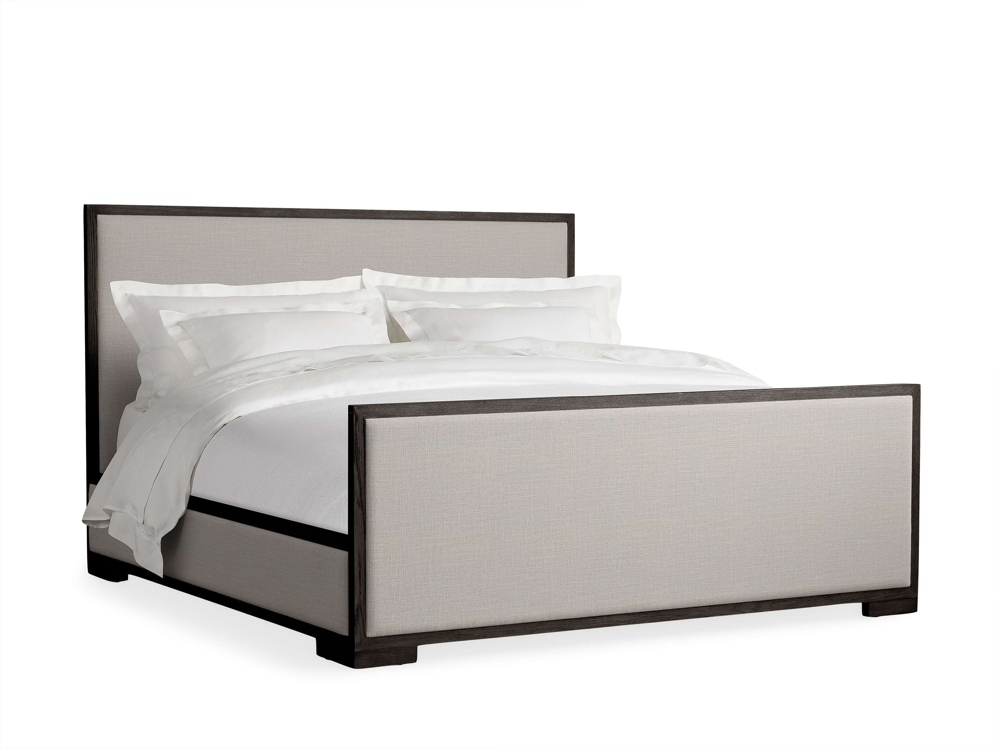 Darien Panel Bed with High Footboard in Upholstered 48" Queen None  Nomad Stone/Ebony - Image 0