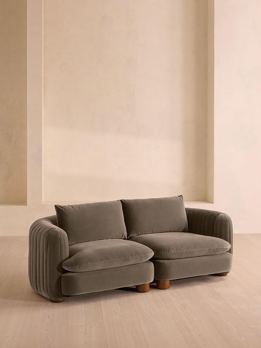 Vivienne Deeper Sit Sectional Sofa, Three Seater, Velvet Taupe US - Image 0