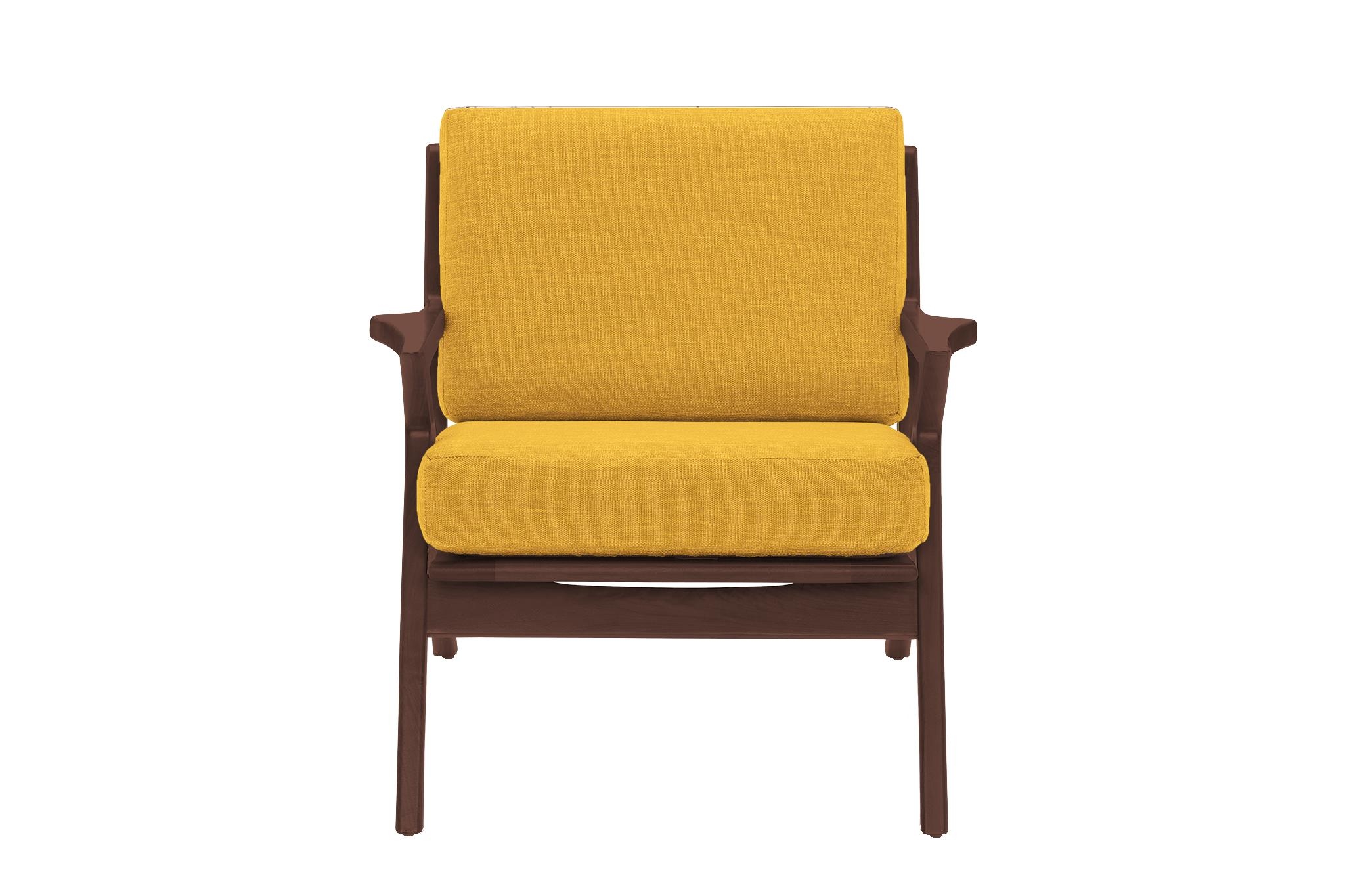 Yellow Soto Mid Century Modern Apartment Chair - Bentley Daisey - Walnut - Image 0