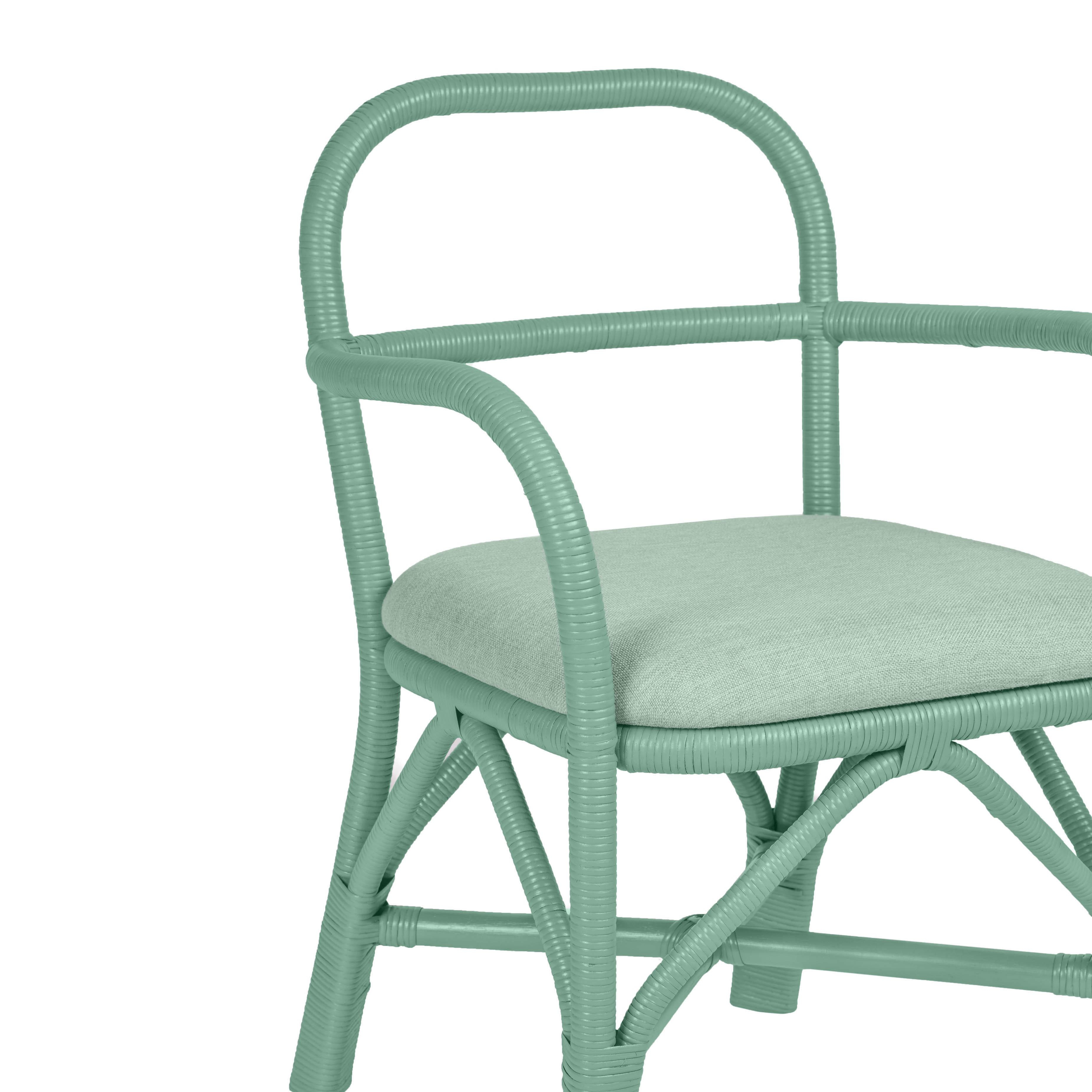 Ginny Green Rattan Dining Chair - Image 4